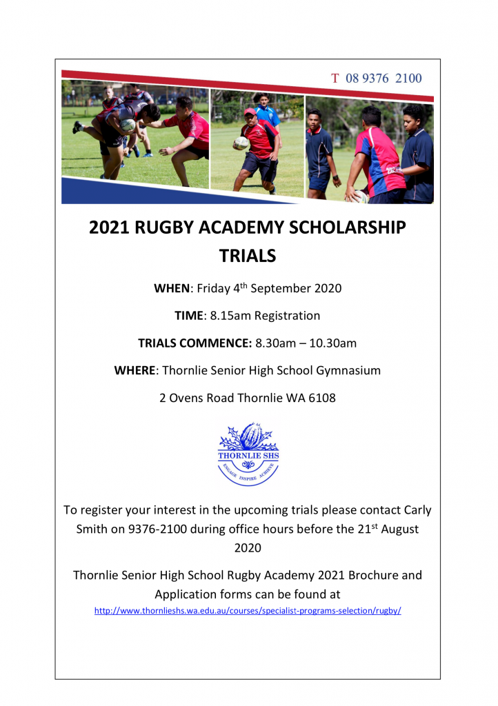 2021 Rugby Academy Scholarship Trials 2