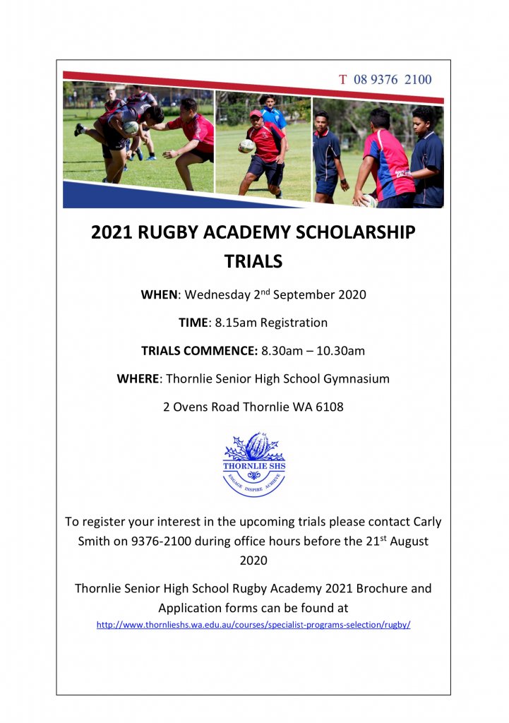 2021 Rugby Academy Scholarship Trials 2