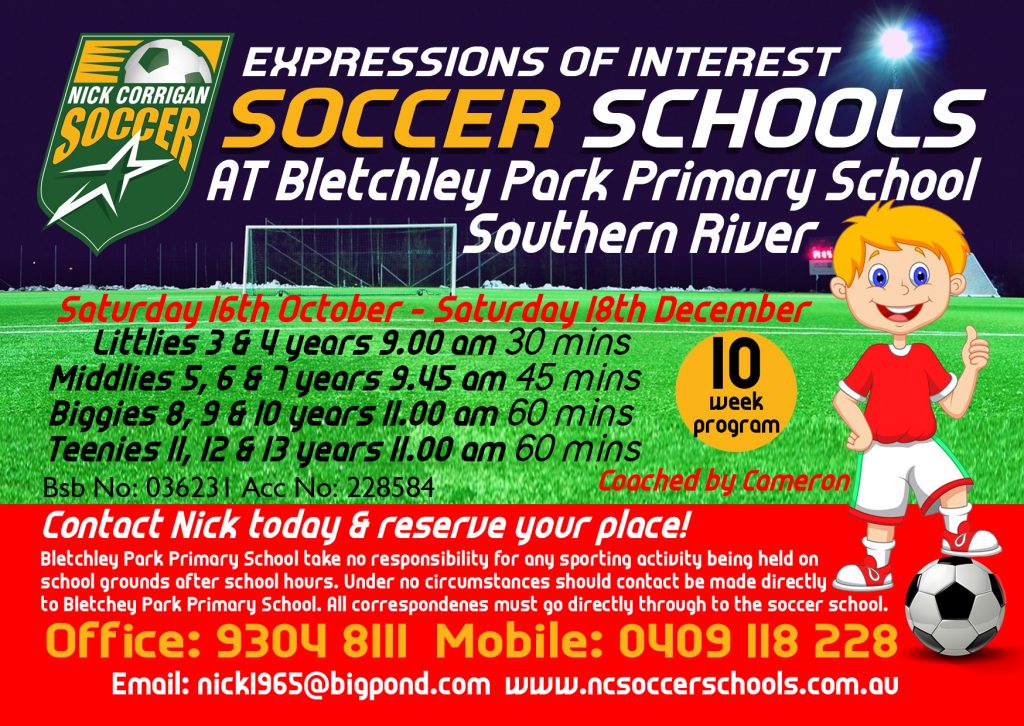 Join the Term 4 Soccer Program at Bletchley Park PS 2
