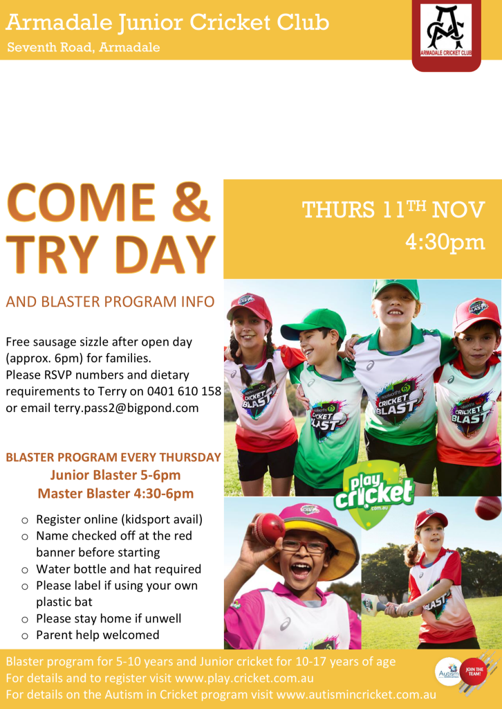 Armadale Junior Cricket Club Come and Try Day! 2